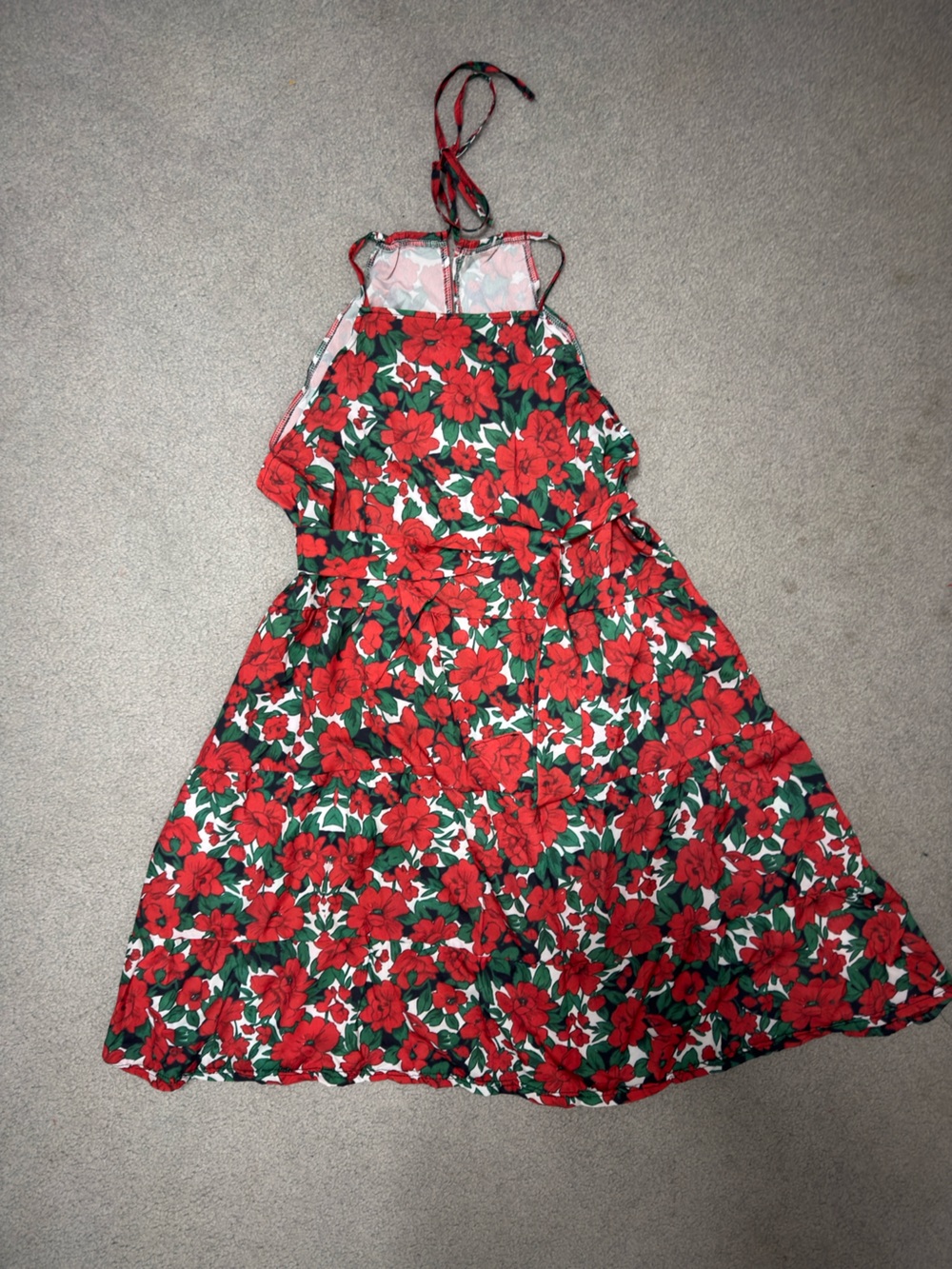 NWT Red and Green Floral Halter Mini Dress XL